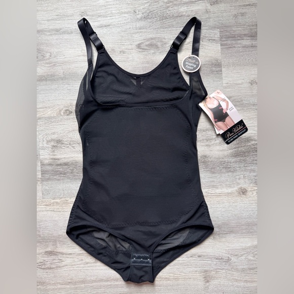 PRIMA VALENTINA Intimates Body Shaper Black Size L Black Scuba Panel Bodysuit - Picture 1 of 5